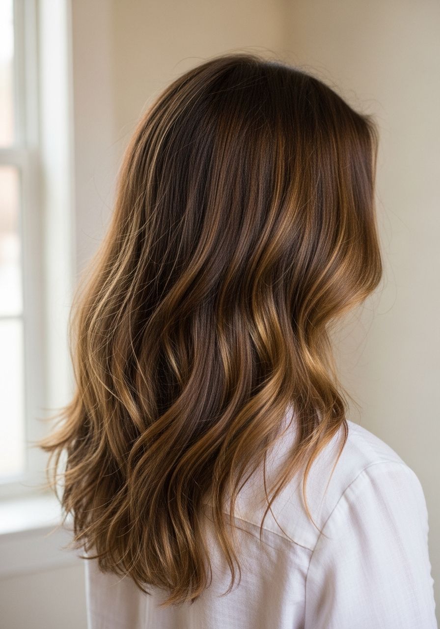 Long natural beach waves with sun-kissed highlights, blow-dried at Angels House Eton in Eton near Windsor Long natural beach waves with sun-kissed highlights, blow-dried at Angels House Eton in Eton near Windsor